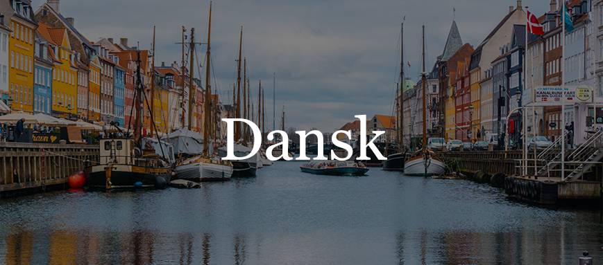 A photo of a Danish urban waterway, overlaid with Danish