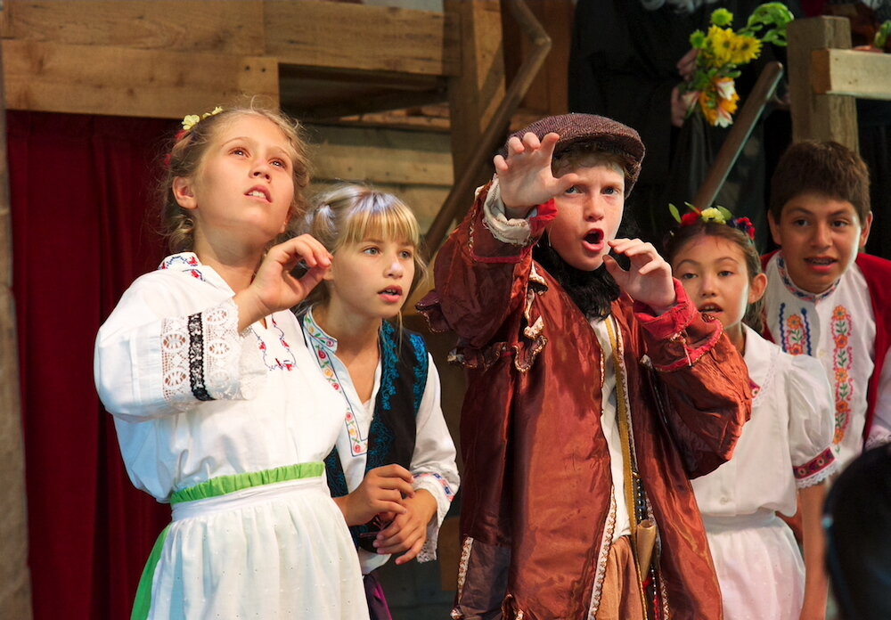Camp Performances. Image of students performing a scene from Winter's Tale